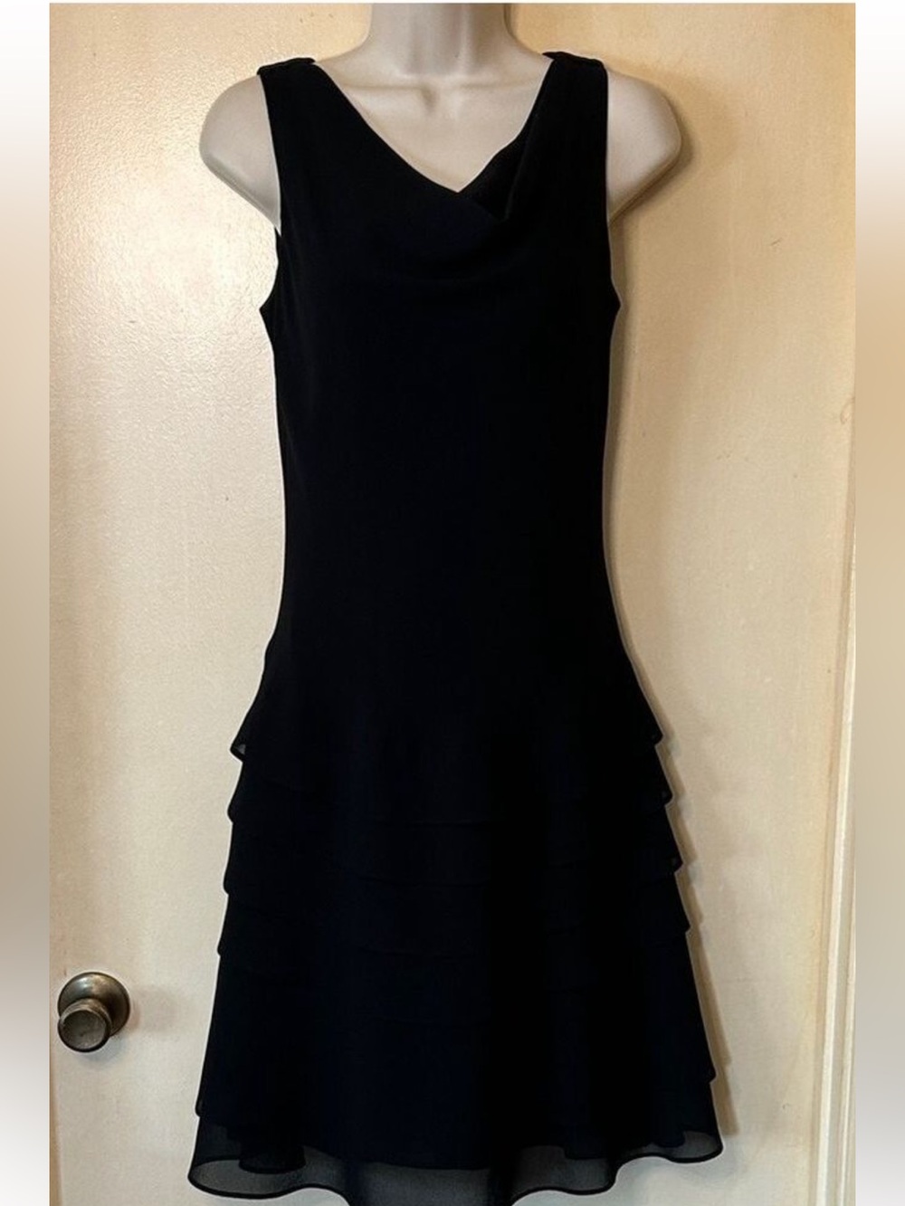 Joseph Ribkoff Black Tiered Midi Dress size S